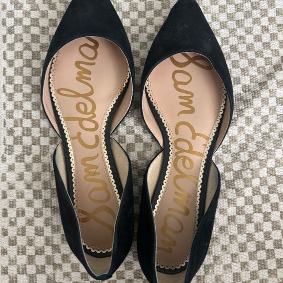 Sam Edelman Black Suede Pointed Toe Flats - Size 9 - Picture 1 of 3